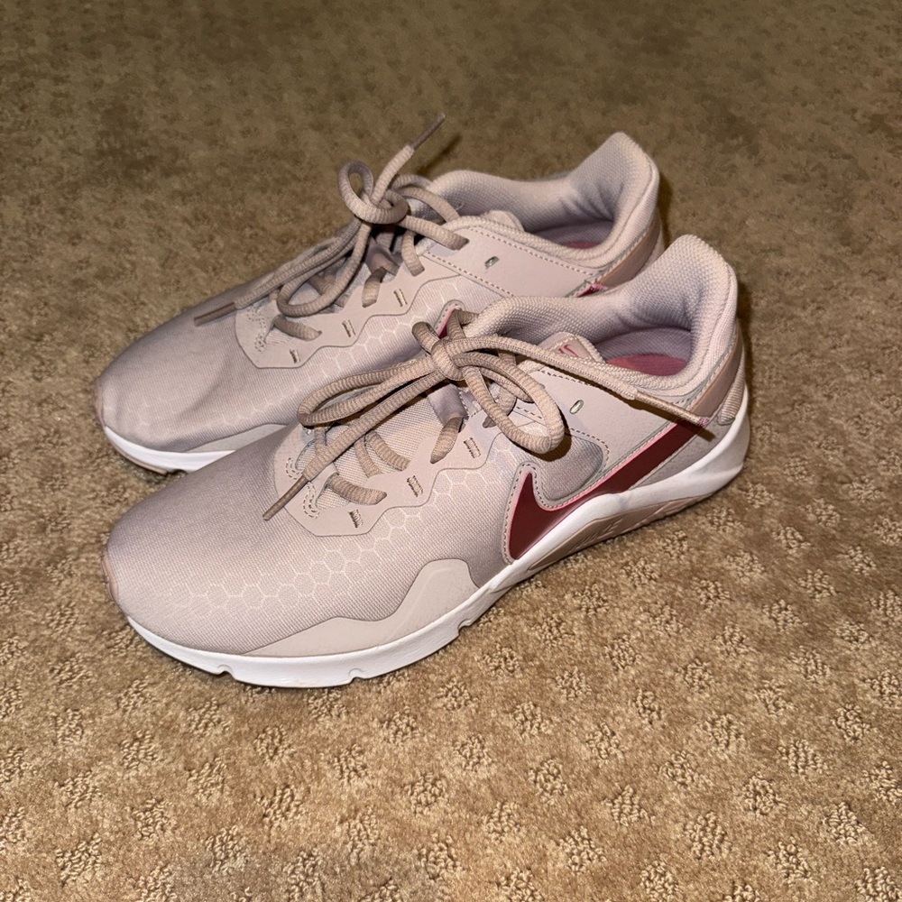 Nike Cream and Red Sneakers with Mesh Upper